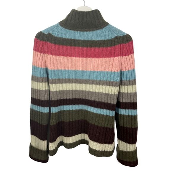 Cashmere Studio 4-Ply 100% Cashmere Ribbed Striped Turtleneck Sweater Size S - Picture 3 of 5